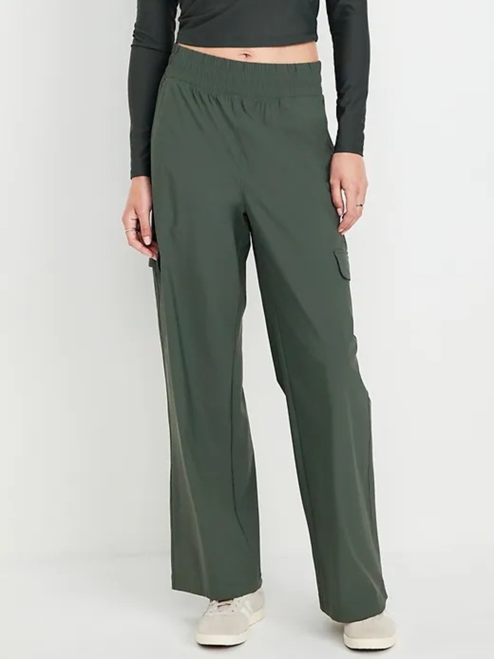 Old Navy SleekTech Wide Leg Cargo Pants Olive Green High-Waisted MP